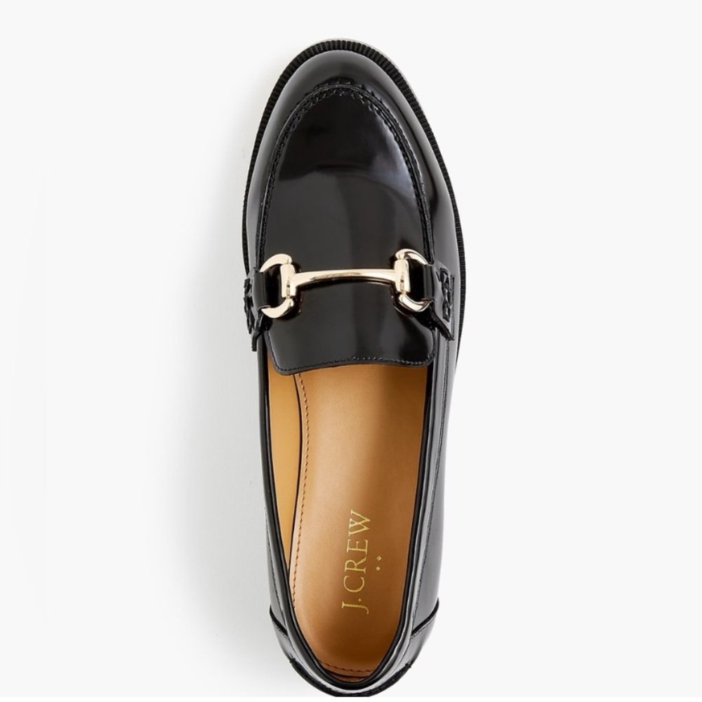 J. Crew Classic Black Loafers w Gold Accent Bar Size 8.5M Brand New in Box - Picture 2 of 11